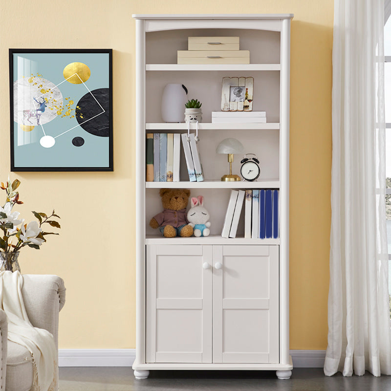 White Wooden Bookshelf Standard Shelves Included Closed Back Bookcase