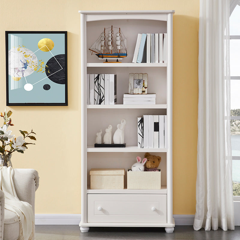 White Wooden Bookshelf Standard Shelves Included Closed Back Bookcase