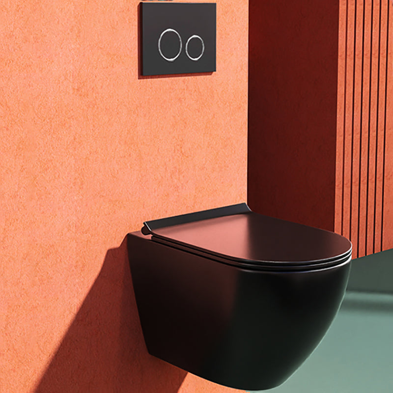 Contemporary Wall Hung Toilet Set Elongated Gloss Finish Ceramic Wall Mounted Bidet