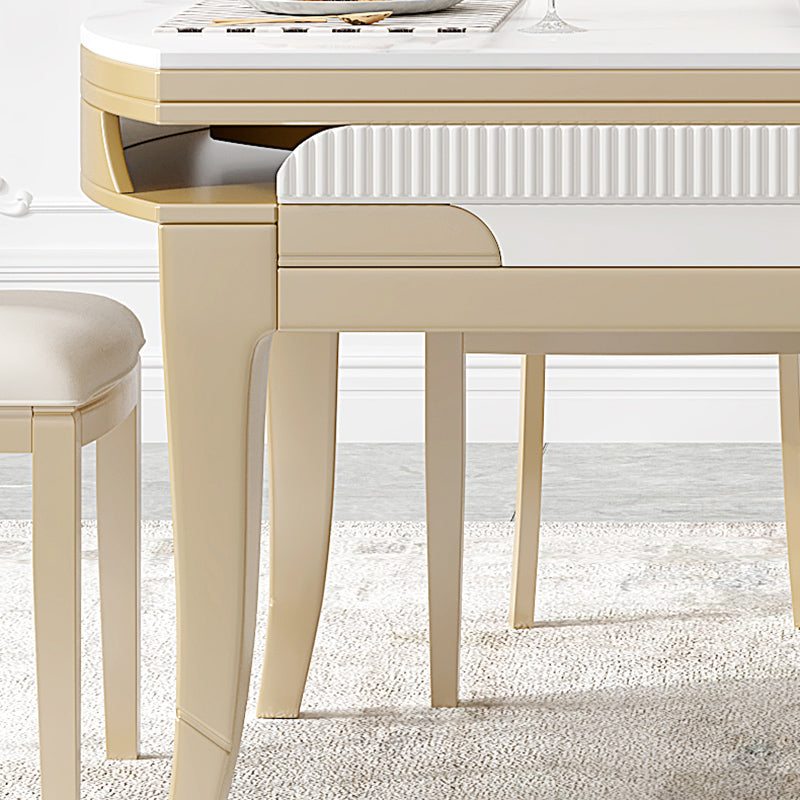 Contemporary 1/2/5/7 Pieces Furniture Round Stone Dining Set in White