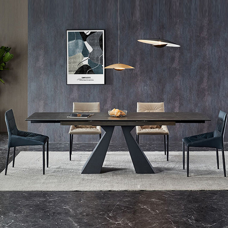 Contemporary 1/4/5 Pieces Dining Room Set Stone Rectangle Furniture in Black