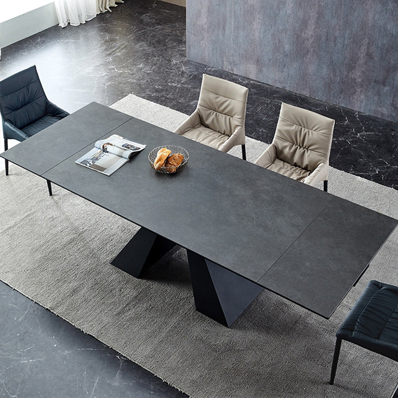 Contemporary 1/4/5 Pieces Dining Room Set Stone Rectangle Furniture in Black