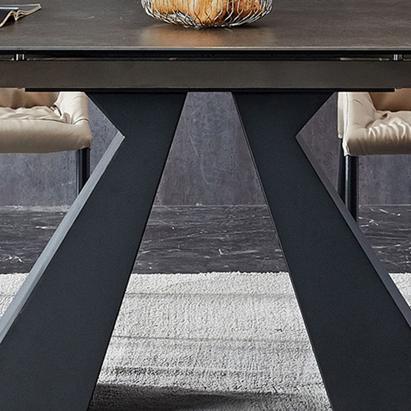 Contemporary 1/4/5 Pieces Dining Room Set Stone Rectangle Furniture in Black