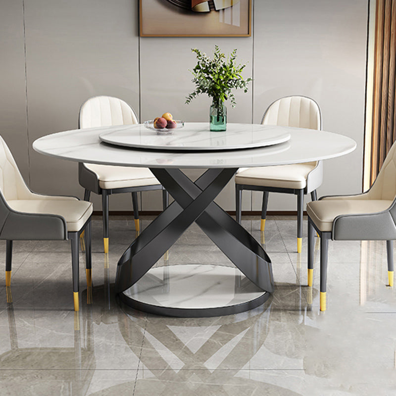 Modern Round Dining Table Set 1/2/5/7 Pieces with Metal Base Kitchen Furniture Set