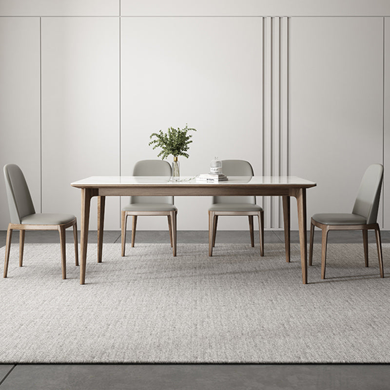 Contemporary 1/4/5/7 Pieces Dining Room Set Stone Rectangle Furniture in White