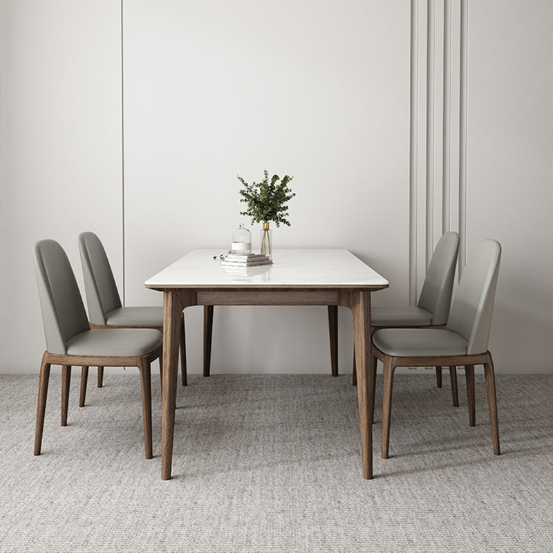 Contemporary 1/4/5/7 Pieces Dining Room Set Stone Rectangle Furniture in White