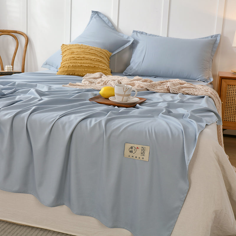 Bed Sheet Solid Color Breathable Skin-friendly Non-pilling Bed Sheet Set