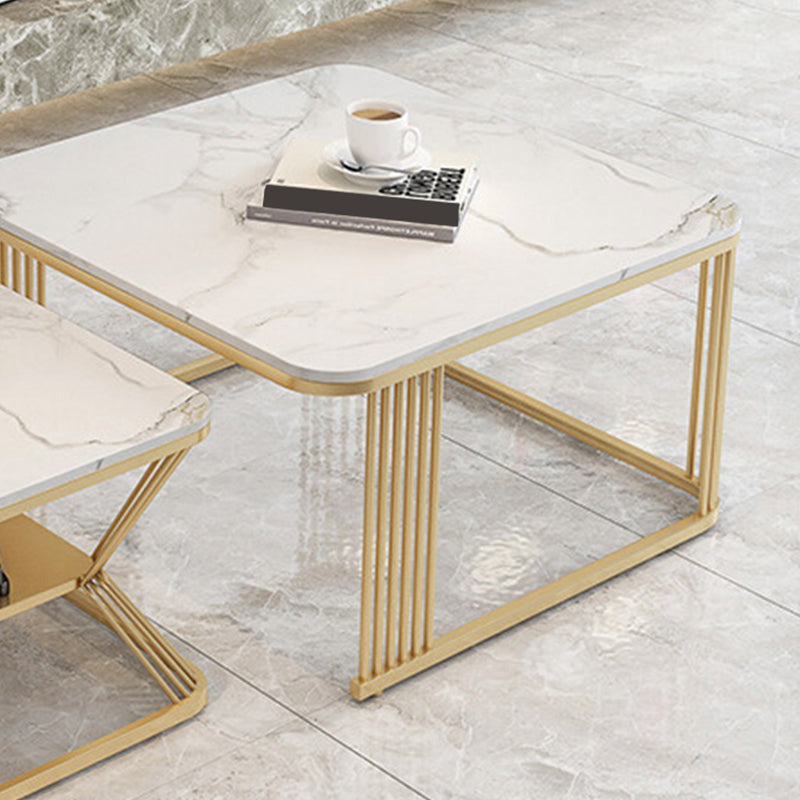 Square Coffee Table Slate Nesting Coffee Table Set with Storage