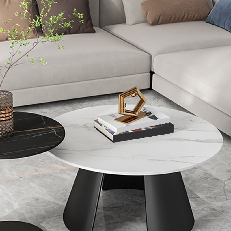 Modern Slate Coffee Table Round Bunching Coffee Table Sets for Living Room