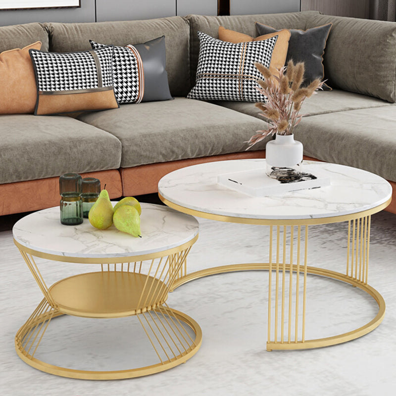 Slate Coffee Table Round Nesting Coffee Table Set for Living Room
