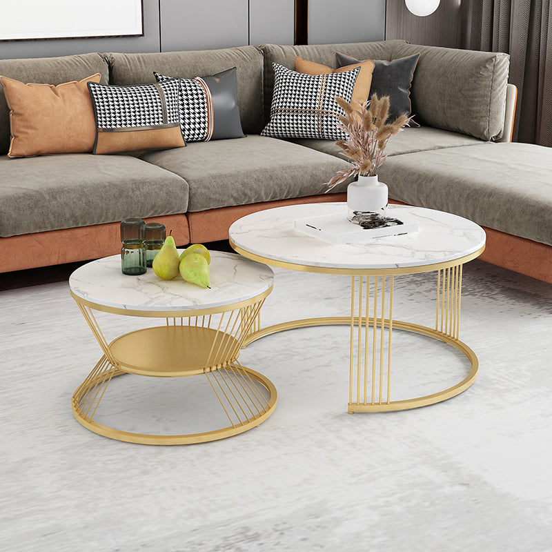 Slate Coffee Table Round Nesting Coffee Table Set for Living Room