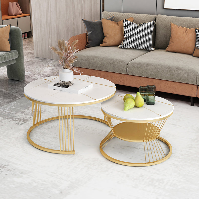 Slate Coffee Table Round Nesting Coffee Table Set for Living Room