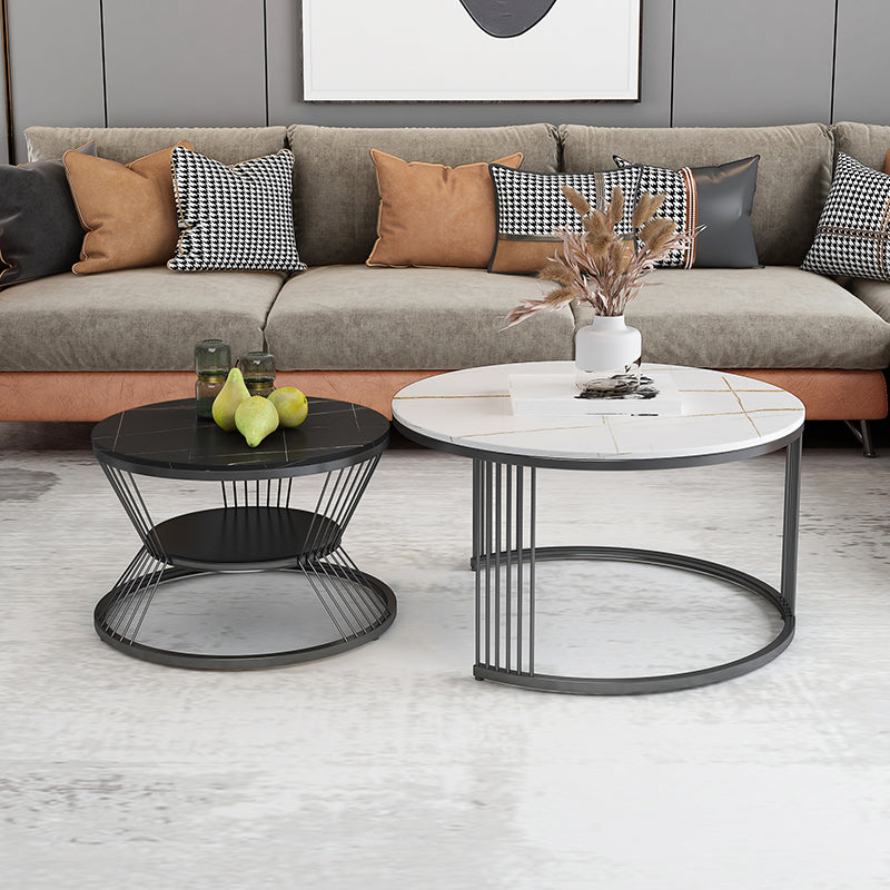 Slate Coffee Table Round Nesting Coffee Table Set for Living Room