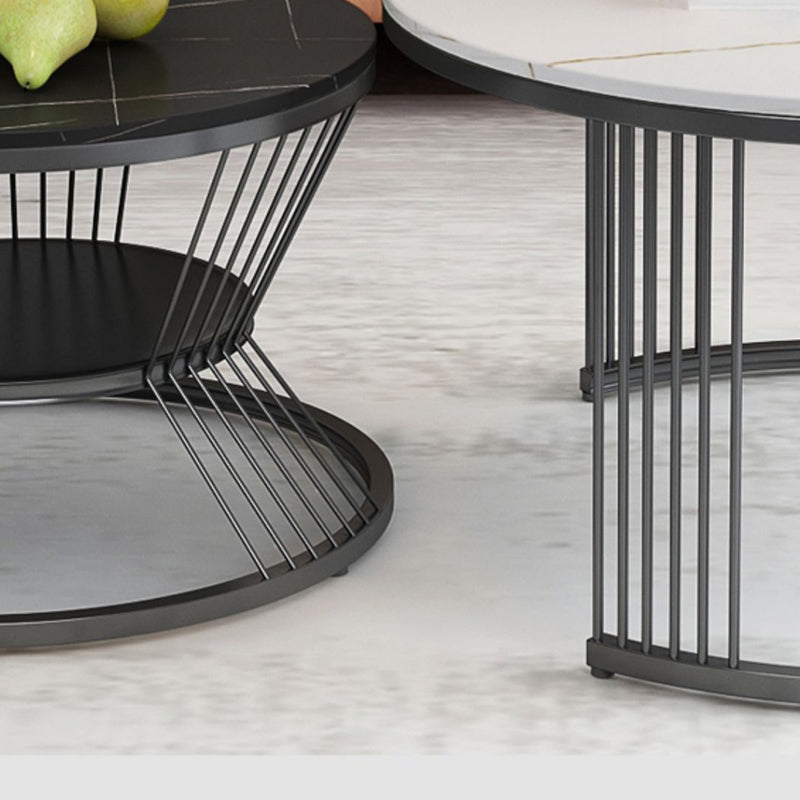 Slate Coffee Table Round Nesting Coffee Table Set for Living Room