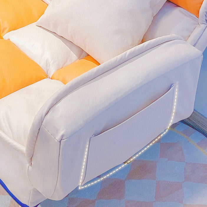 Leather Convertible Sofa Living Room Rolled Arm Loveseat with Pillows