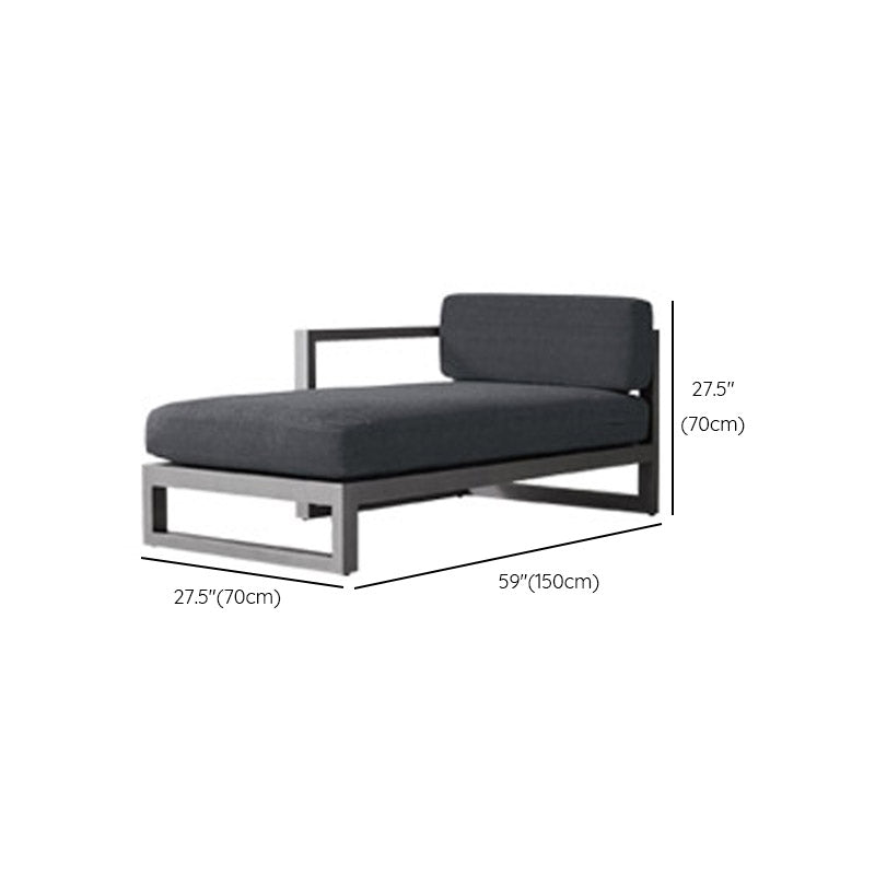 Modern Black Metal Frame Patio Sofa Simple Outdoor Loveseat with Cushion