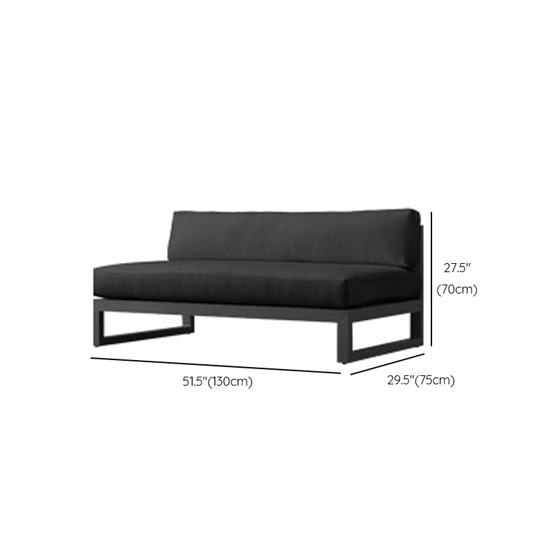 Modern Black Metal Frame Patio Sofa Simple Outdoor Loveseat with Cushion