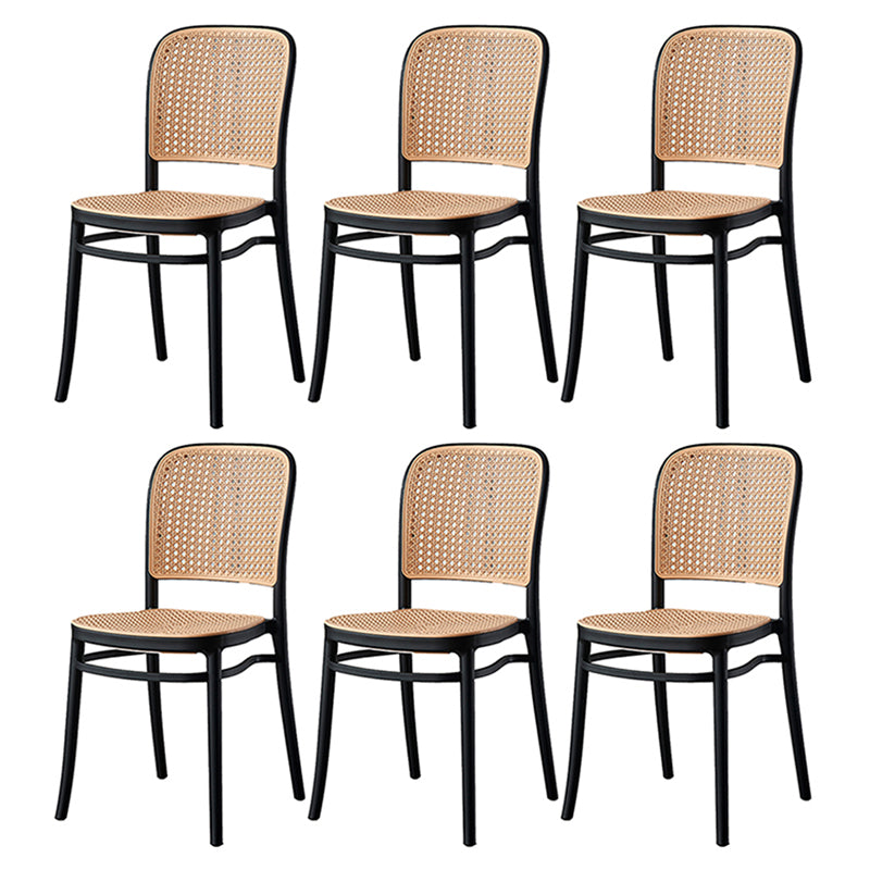Brown Stacking Outdoors Dining Chairs Tropical Plastic Patio Dining Chair