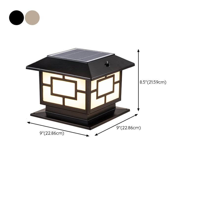Rectangle Shape Metal Outdoor Light Modern Style 1-Light Solar Pillar Lamp