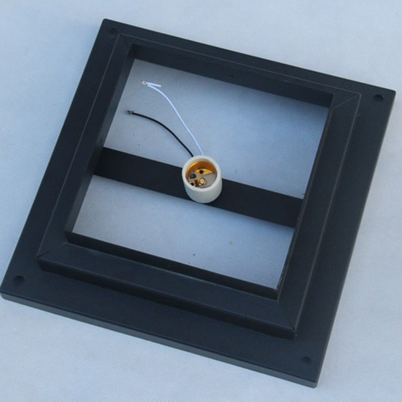 Square Shape Metal Outdoor Light Modern 1 Light Solar Pillar Lamp
