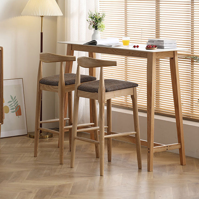 Rectangle Bar Pub Table Set 1/3 Pcs Solid Wood Frame Bar Table and Stools