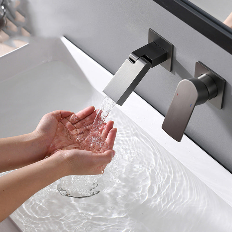 Modern Wall Mounted Bathroom Faucet Waterfall Spout Bathroom Faucet