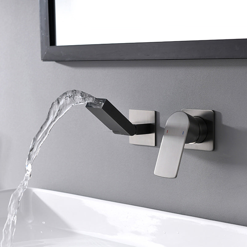 Modern Wall Mounted Bathroom Faucet Waterfall Spout Bathroom Faucet