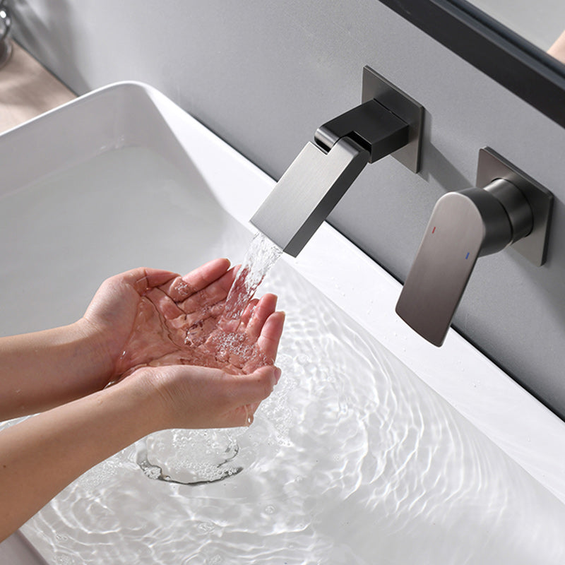 Modern Wall Mounted Bathroom Faucet Waterfall Spout Bathroom Faucet