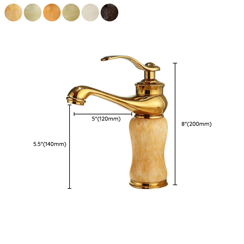 Deck Mounted Copper Tub Faucet Low Arc Roman Tub Faucet Set with Jade