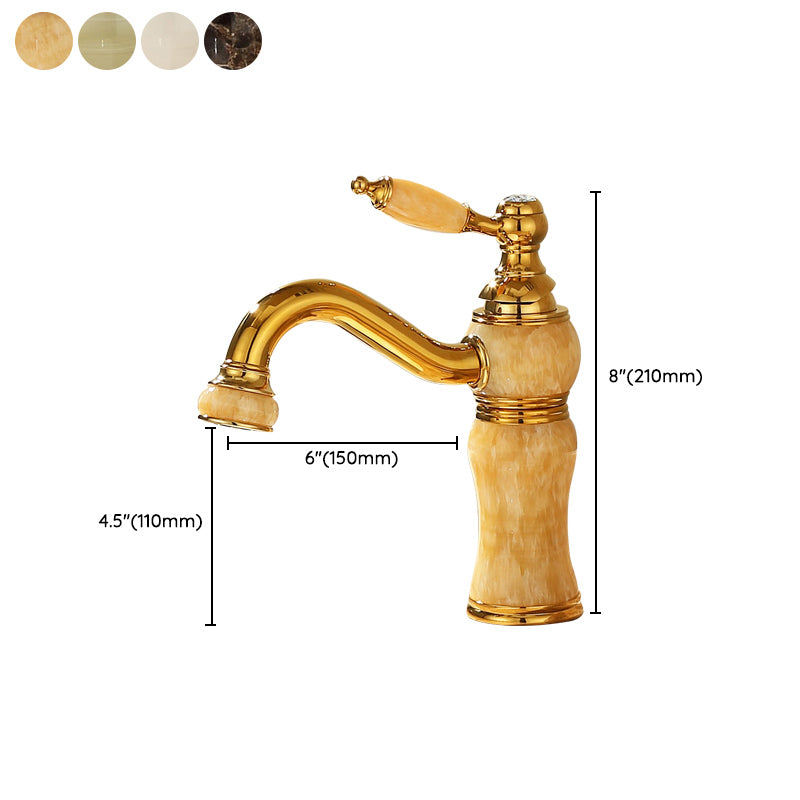 Deck Mounted Copper Tub Faucet Low Arc Roman Tub Faucet Set with Jade