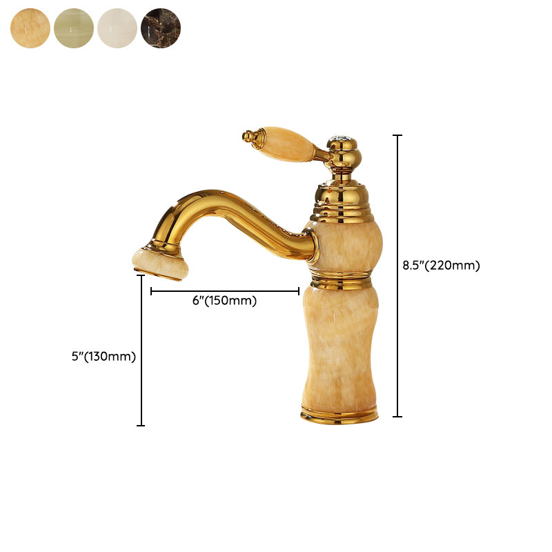 Deck Mounted Copper Tub Faucet Low Arc Roman Tub Faucet Set with Jade