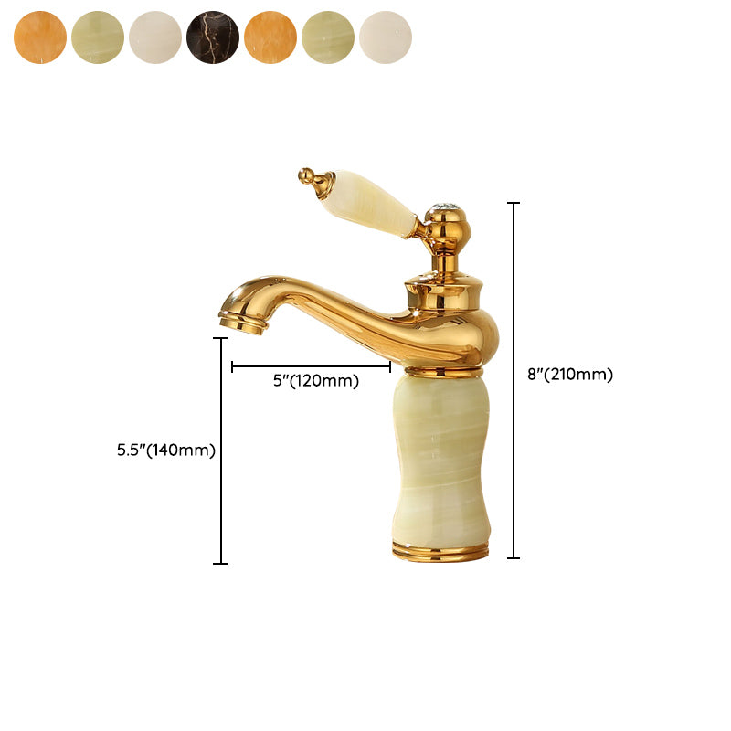 Deck Mounted Copper Tub Faucet Low Arc Roman Tub Faucet Set with Jade