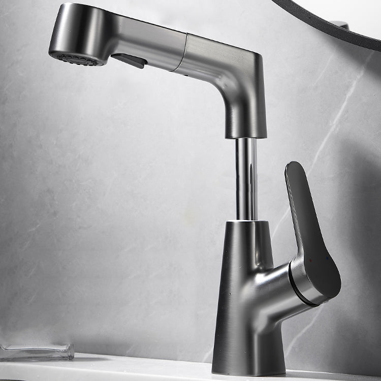 Bathroom Vessel Faucet High-Arc Swivel Spout Single Handle Faucet with Pull Out Sprayer