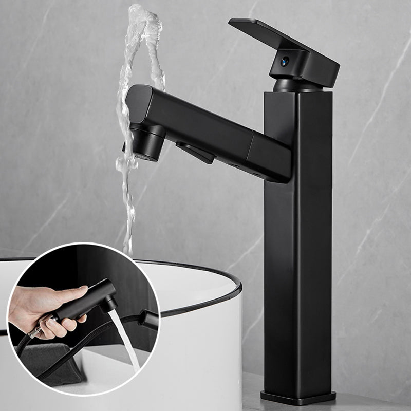 Bathroom Vessel Faucet High-Arc Swivel Spout Single Handle Faucet with Pull Out Sprayer