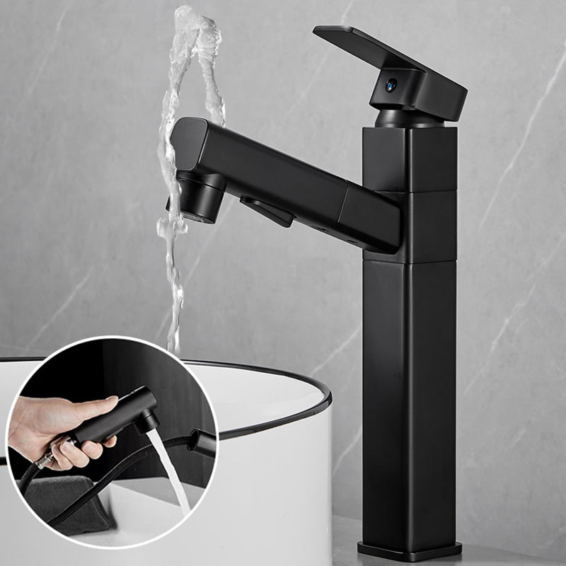 Bathroom Vessel Faucet High-Arc Swivel Spout Single Handle Faucet with Pull Out Sprayer