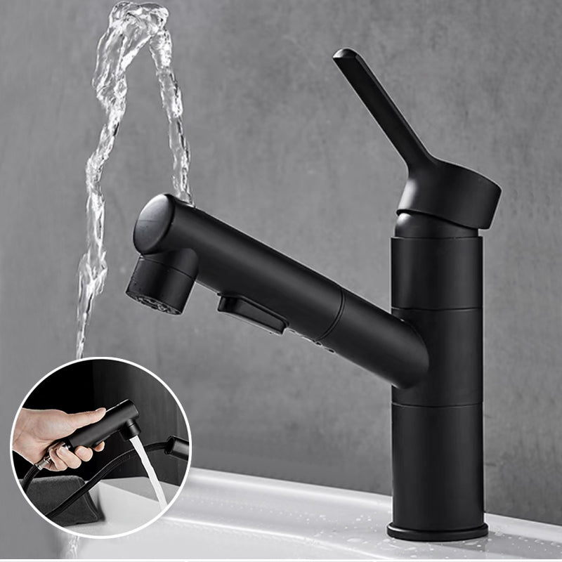 Bathroom Vessel Faucet High-Arc Swivel Spout Single Handle Faucet with Pull Out Sprayer