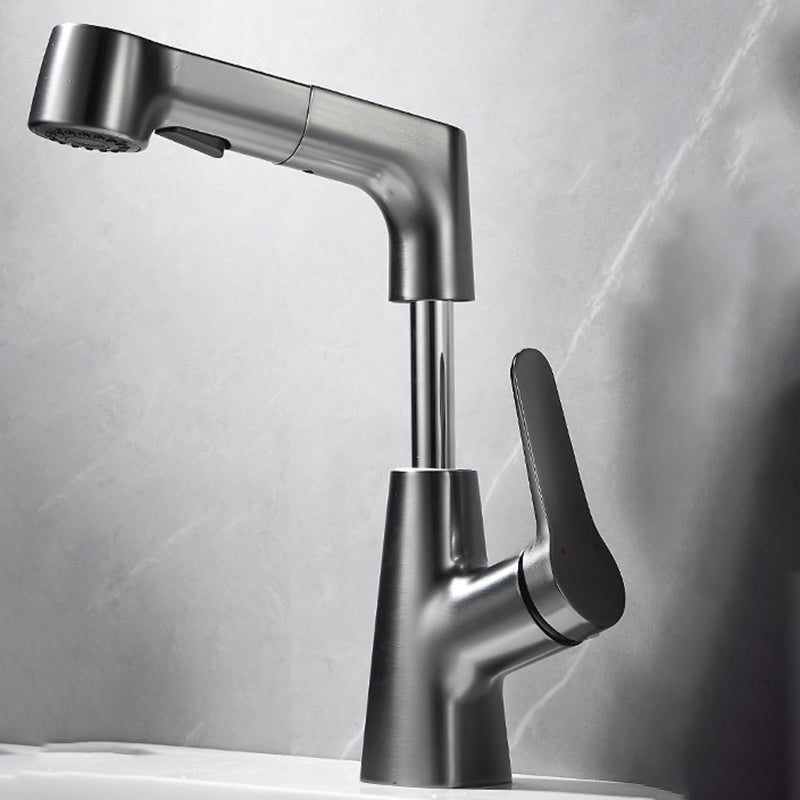 Bathroom Vessel Faucet High-Arc Swivel Spout Single Handle Faucet with Pull Out Sprayer