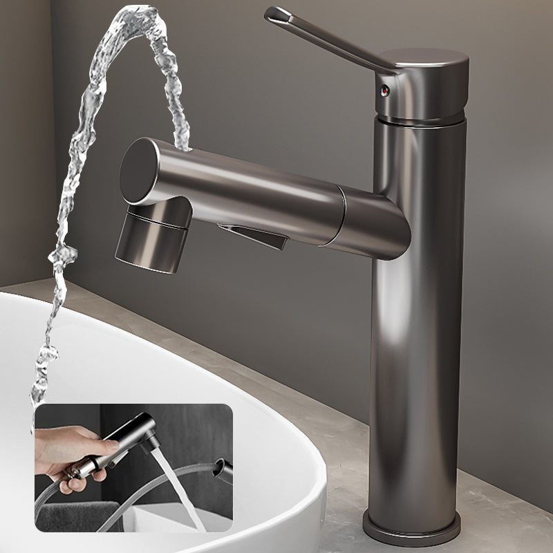 Bathroom Vessel Faucet High-Arc Swivel Spout Single Handle Faucet with Pull Out Sprayer