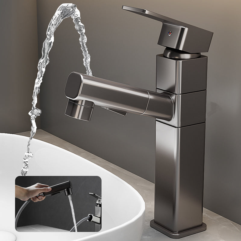 Bathroom Vessel Faucet High-Arc Swivel Spout Single Handle Faucet with Pull Out Sprayer