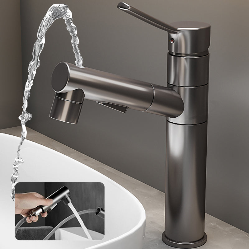 Bathroom Vessel Faucet High-Arc Swivel Spout Single Handle Faucet with Pull Out Sprayer