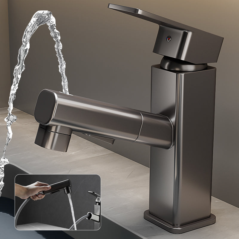 Bathroom Vessel Faucet High-Arc Swivel Spout Single Handle Faucet with Pull Out Sprayer