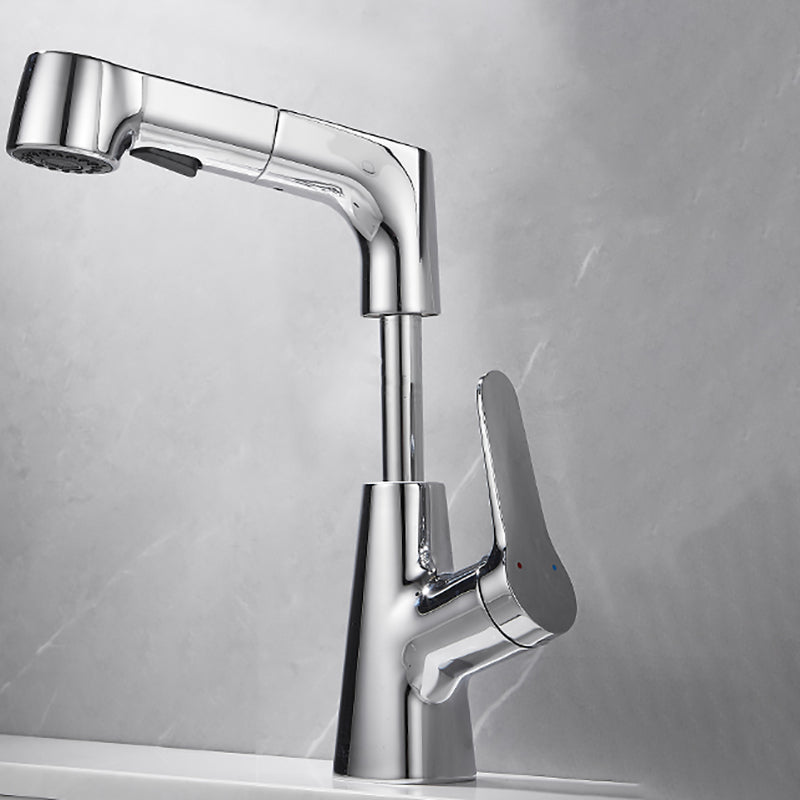 Bathroom Vessel Faucet High-Arc Swivel Spout Single Handle Faucet with Pull Out Sprayer