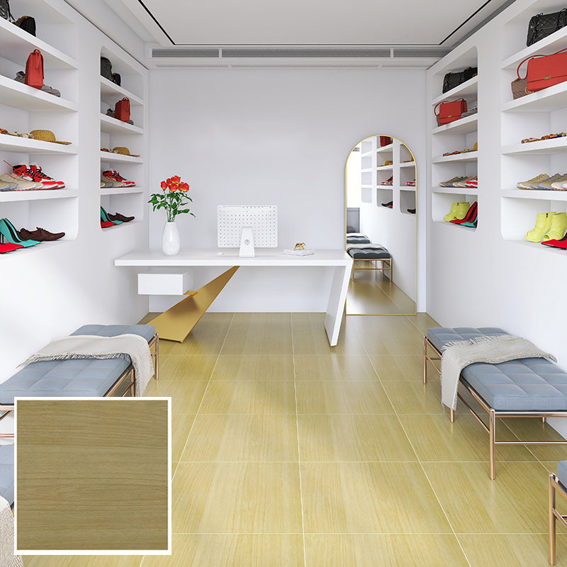 Modern Style Floor Tile Solid Color Straight Edge Wooden Effect Square Floor Tile
