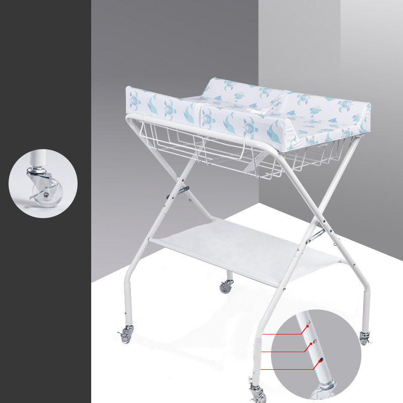 Portable Changing Table in White, Modern Baby Changing Table with Changing Pad
