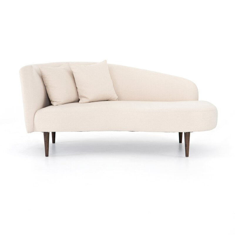 Living Room White Chaise Recessed Arms Modern Style Chaise Lounge with Upholster