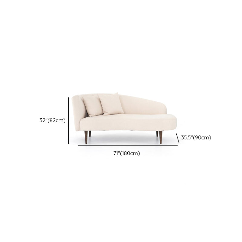 Living Room White Chaise Recessed Arms Modern Style Chaise Lounge with Upholster