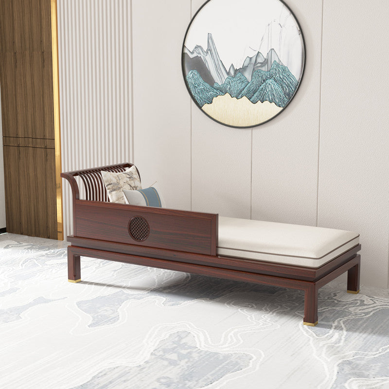 Living Room White Chaise Square Arms Modern Chaise Lounge with Wooden Base
