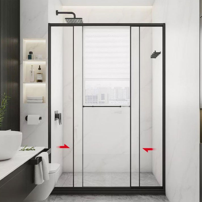 Black Frame Double Sliding Shower Bath Door Transparent Shower Door