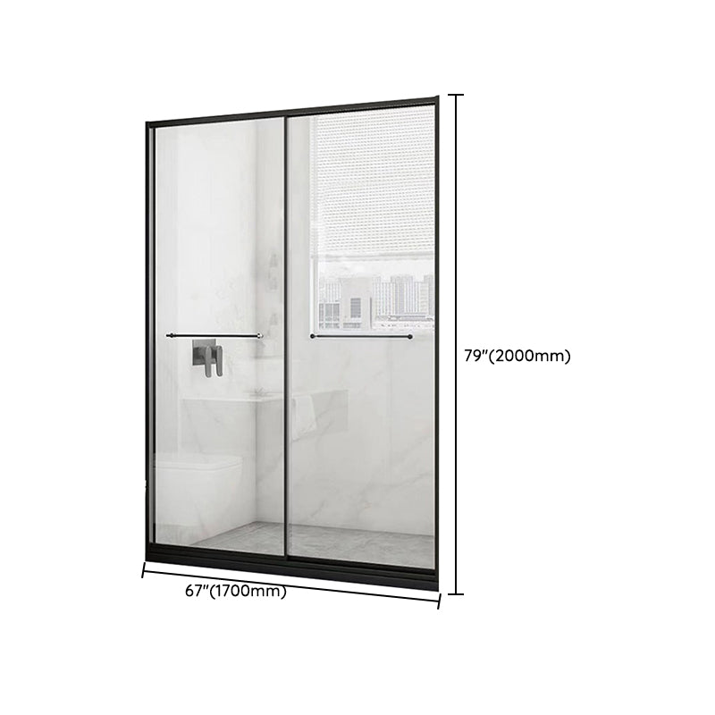 Black Frame Double Sliding Shower Bath Door Transparent Shower Door