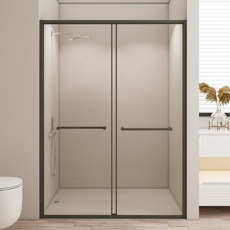 Frame Double Sliding Shower Door Transparent Tempered Shower Bath Door